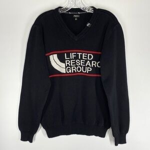 LRG Lifted Research Group Black Vneck Sweater Size Medium
